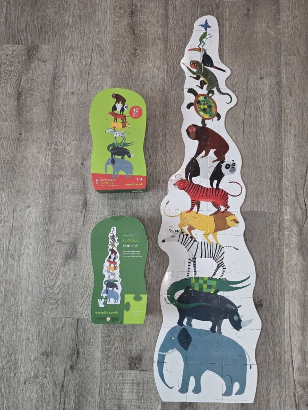 Crocodile Creek Jungle Tower floor Puzzle 33 Pieces 48" Tall Stacking Animals